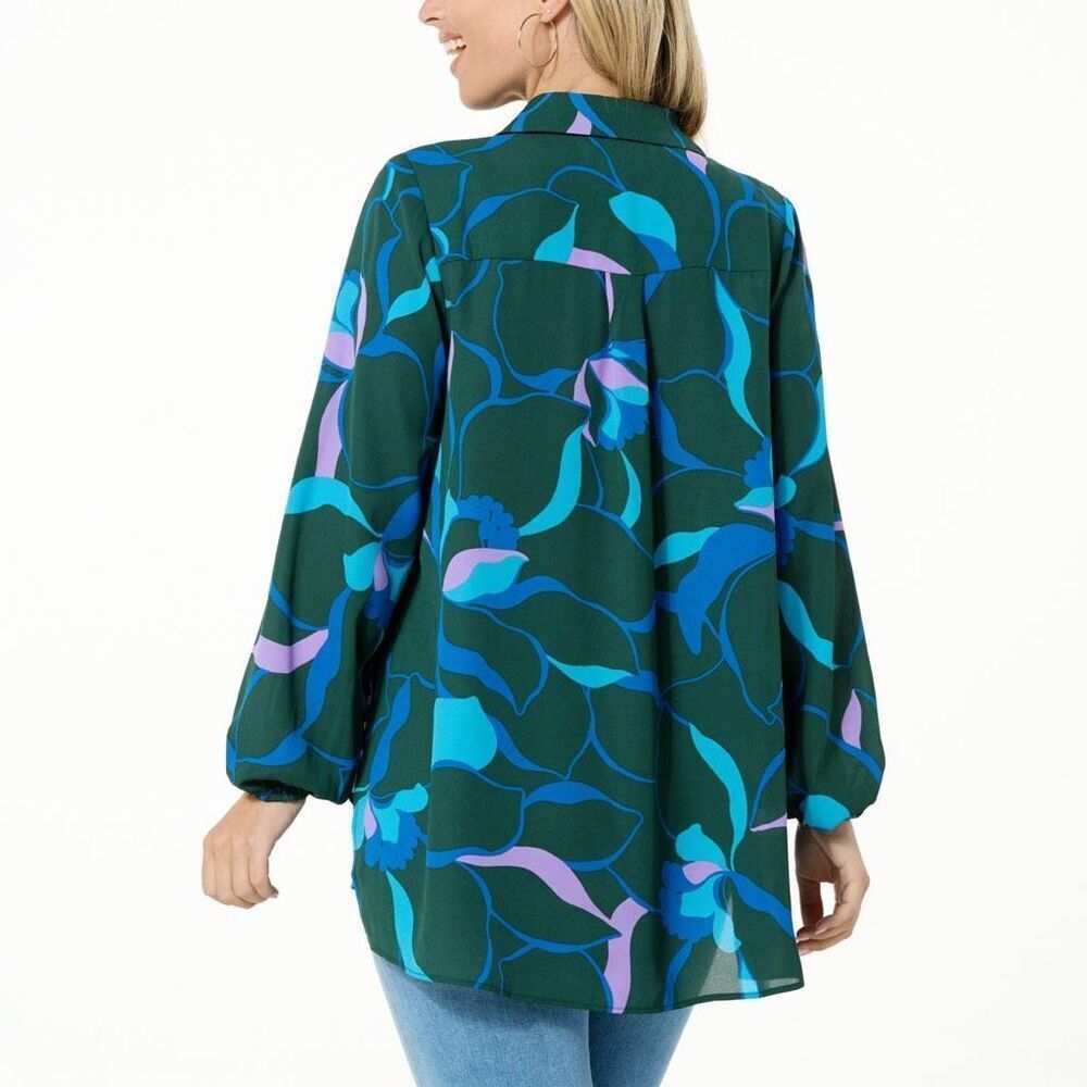 Colleen Lopez Collared Tunic with Gathered Sleeves NEW - Picture 2 of 8